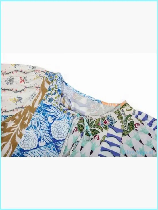 Boho Floral Maxi Dress with Pockets, Lightweight Polyester, Size M - Picture 6 of 7